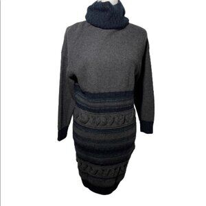 3.1 Phillip Lim Gray Blue Mohair Blend Turtleneck Sweater Dress RARE HTF